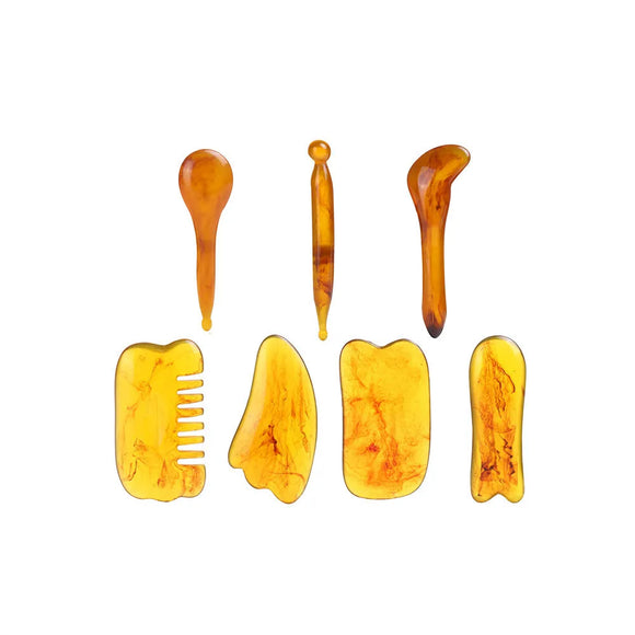 NNEOBA 7-Piece Gua Sha Massage Tool Set Amber Scraping Boards