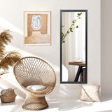 NNECW Wall Mounted Dressing Mirror with Hanging Hooks for Bedroom Black
