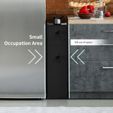 NNECW Freestanding  Slim Bathroom Storage Cabinet with Slide-out Drawers for Small/ Narrow Bathroom-Black