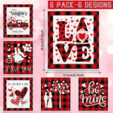 NNETM Romantic Red Check Valentines Day Placemats Set of 6