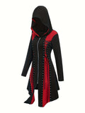 Women's Gothic Colorblock Hooded Midi Dress