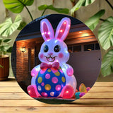 NNETM Inflatable Easter Bunny on Polka-Dot Egg Decoration