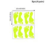 8pcs (4 Pairs) Green Luminous Footprint Wall Stickers, Suitable for Haunted Houses, Bedrooms, Living Rooms, Corridors and Wall Decoration; Self-adhesive, 2D Flat Design, 2D Flat