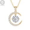 Sterling Silver Moon Pendant Necklace with Moissanite – Gold-Plated Elegant Women's Necklace