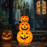 5Ft Orange 3-Layer Retractable Fabric Pumpkin – Halloween Standing Decoration
