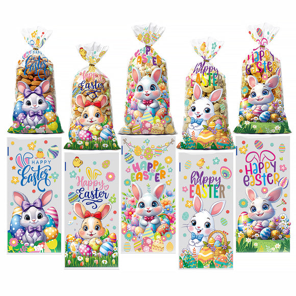NNETM 50pcs Easter Rabbit Gift Packaging Bags