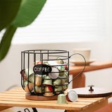 NNETM Coffee Pod Holder with Wooden Base