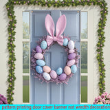 NNETM Bunny Ears Easter Egg Wreath Polyester Door Decor