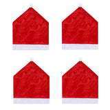 4pcs Red Santa Hat Chair Covers Velvet-Style