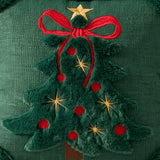 Christmas Tree Cushion Cover Set of 2 Plush Bow & Star Design