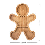 Gingerbread-Shaped Wooden Divided Tray