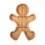 Gingerbread-Shaped Wooden Divided Tray