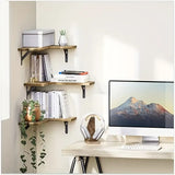 NNETM Rustic Wood Corner Wall Shelves for Elegant Display & Storage