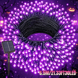 Halloween LED Solar Fairy Light, Purple Orange/Purple/Orange, IP54. Outdoor Solar Courtyard Decoration, Garden, Party, Camping, Festival Celebration, Courtyard Decoration, Christmas Tree Embellishment, Creating a Terrifying Halloween Atmosphere