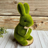 NNETM Green Flocked Bunny Rabbit Statue