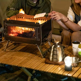 NNETM Stainless Steel Firewood Stove with Chimney - Outdoor Portable Camping Heater