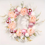 NNETM Blushing Elegance: A Pink Christmas Wreath Adorned with Baubles