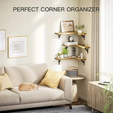 NNETM Rustic Wood Corner Wall Shelves for Elegant Display & Storage