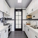 NNETM Sliding Barn Door Hardware Kit Black Metal Rail