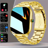 NNETM Smart Watch with Golden Stainless Steel HD Display