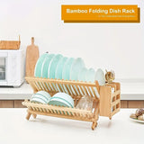 NNETM High Quality Natural Bamboo Dish Rack - Foldable and Compact