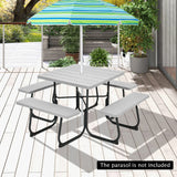 NNECW 8-person Square Picnic Table Bench Set with 4 Benches 225 KG Capacity-Grey