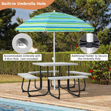 NNECW 8-person Square Picnic Table Bench Set with 4 Benches 225 KG Capacity-Grey