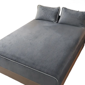 NNETM Luxurious Milk Fleece Queen Fitted Sheet - Cozy Grey