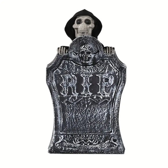 NNETM Haunted Resin Tombstone: Illuminated Graveyard Décor with LED Lights