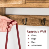 NNETM Rustic Elegance: Wall-Mounted Coat Rack with Shelf and Vintage Hooks