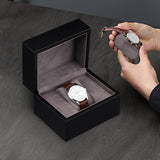 Wooden Single Watch Storage Box – Flip-Top Display Case with Soft Fabric Interior