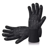 NNETM Fireproof Silicone BBQ Gloves - Heat Resistant, Cut-Resistant, Non-Slip (Black)