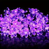 Solar Purple Cherry Blossom String Lights, 8 Function, Courtyard Balcony Outdoor Camping Decoration Light String, Holiday LED Atmosphere Light, 1 String Of 6.5 Meters 30 Lights