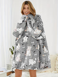 NNETM Comic Cat Fleece Wearable Blanket Robe
