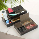 Men's Faux Leather Valet Tray Organizer – 5-Compartment Jewelry & Everyday Essentials Storage Box