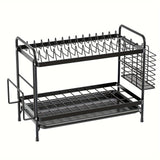 NNETM Metal Kitchen Dish Rack with Drainboard