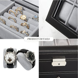Double Watch Box with Jewelry Drawer Storage