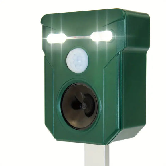 NNETM Ultrasonic Solar Animal Repeller with LED Lights & Motion Sensor