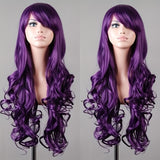 80CM Purple Long Curly Cosplay Wig Adjustable Net Cap