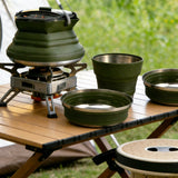 4-Piece Collapsible Camping Cookware Set with Pot, Plate, Bowl & Cup
