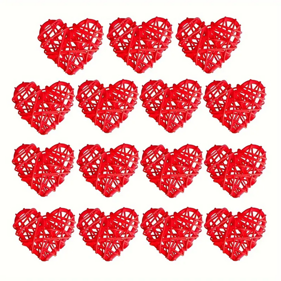 NNETM Red Heart-shaped Rattan Decorative Balls Set - 12pcs