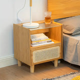 NNETM Modern Minimalist Bedside Table w/ Storage - Bamboo