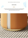 NNETM Solid Wood Frame Microfiber Leather Circular Dressing Stool in Orange Color