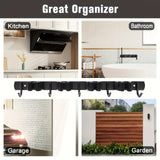 NNETM 4-Shelf Broom and Mop Rack with 5 Hooks
