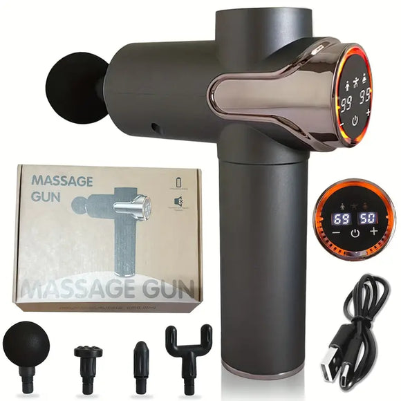 NNETM Professional Deep Tissue Massage Gun with 99-Speed LCD Display(Grey)