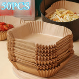 50pcs Round Air Fryer Paper Liners 20cm Non-Stick Baking Sheets