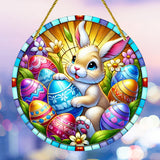 NNETM Easter Bunny Suncatcher Round Acrylic Hanging Sign
