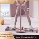PERFCARE Foldable Adjustable Leg Ski Trainer - Full-Body Workout Machine for Slimming Thighs, Inner Legs & Hips, Toning Buttocks with Adjustable Handlebars, Home Gym Equipment (Gray/Pink)