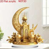 NNETM Golden Acrylic Eid Lantern Mosque Sun Catcher Decor