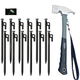 NNETM Camping Hammer with 12 Tent Pegs Kit